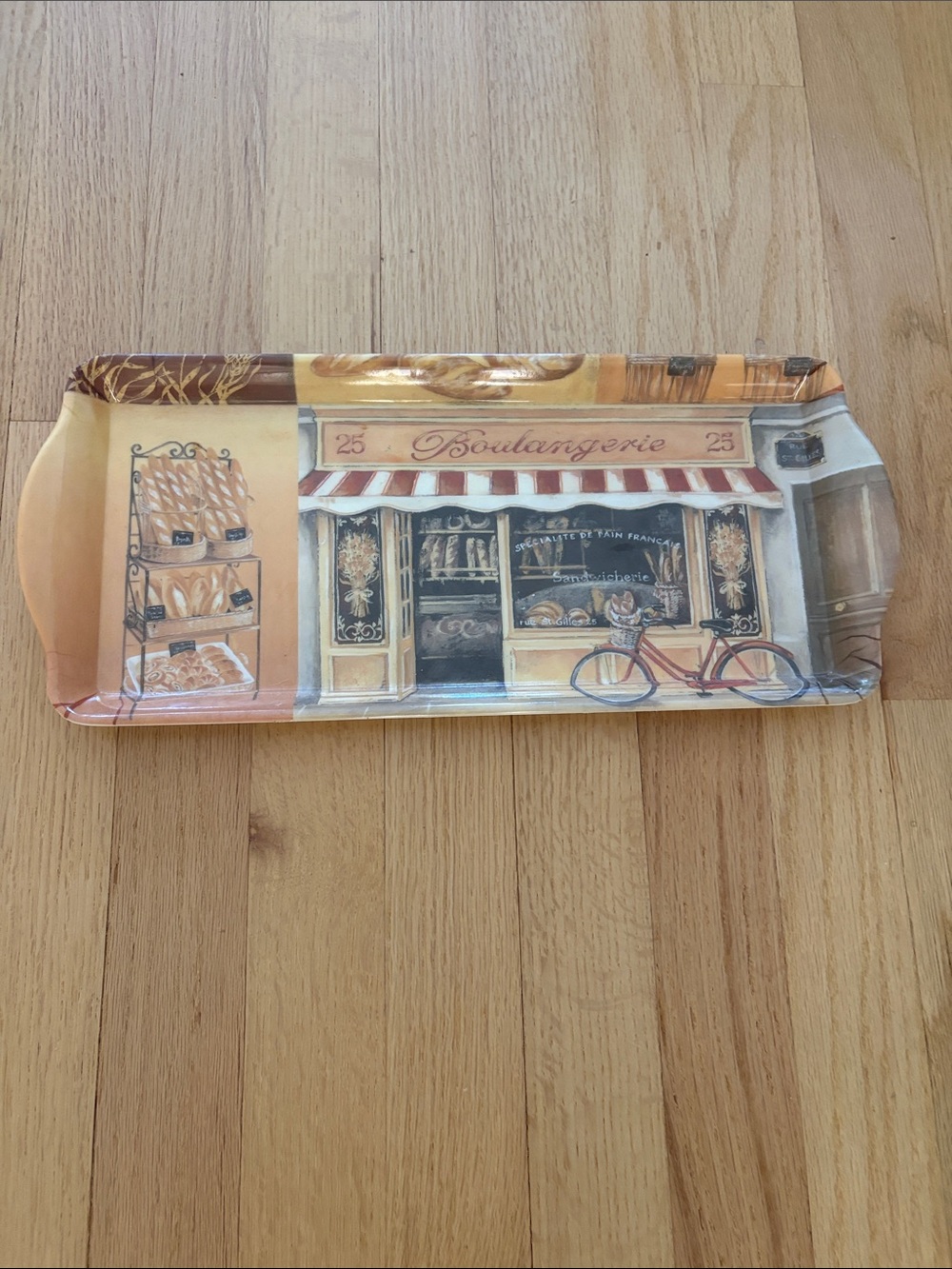 Home Essentials Yellow Tan Boulangerie Decorative Serving Tray